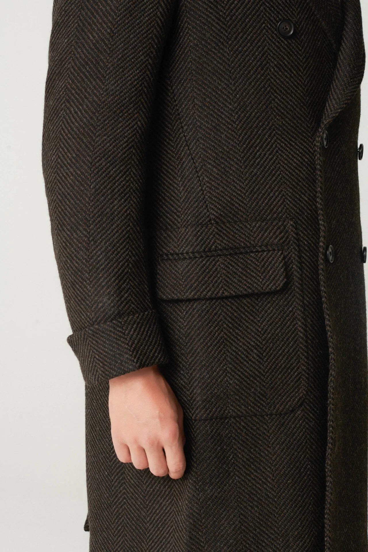 Manteau d'Ulster marron à motif sapin