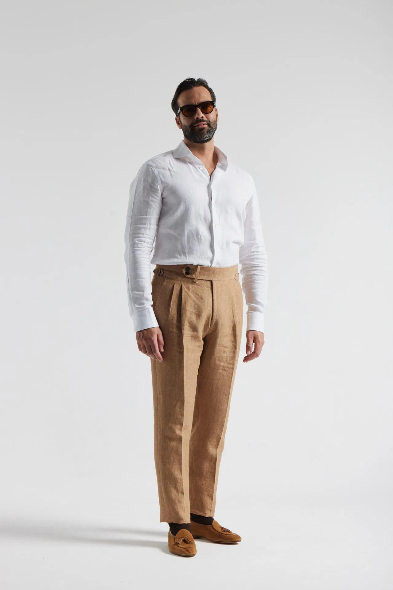 Pantalon en lin marron clair