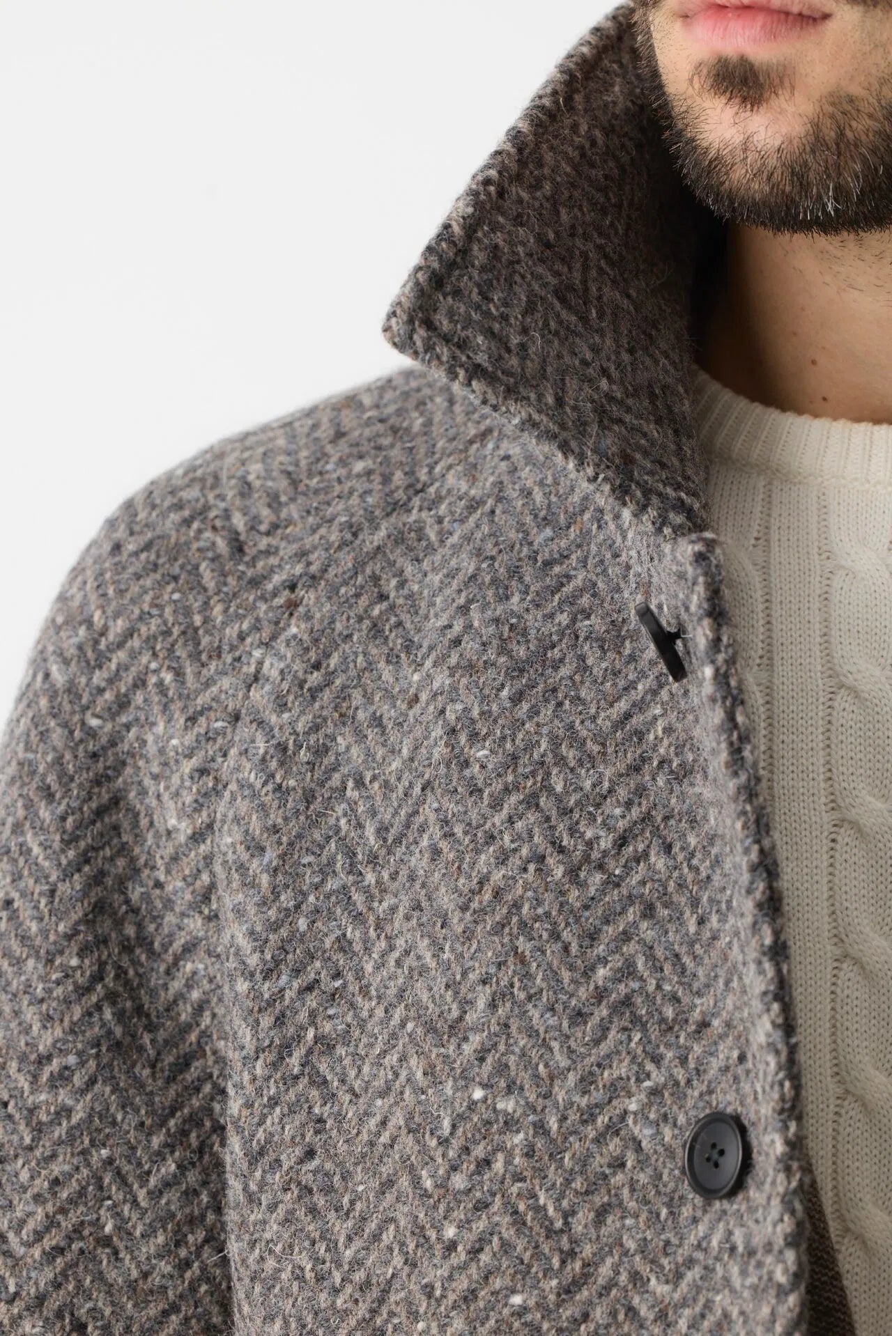 Manteau raglan en tweed gris du Donegal