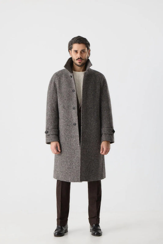 Gray Donegal Tweed raglan coat