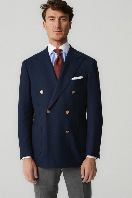 Navy blue double-breasted iTravel blazer