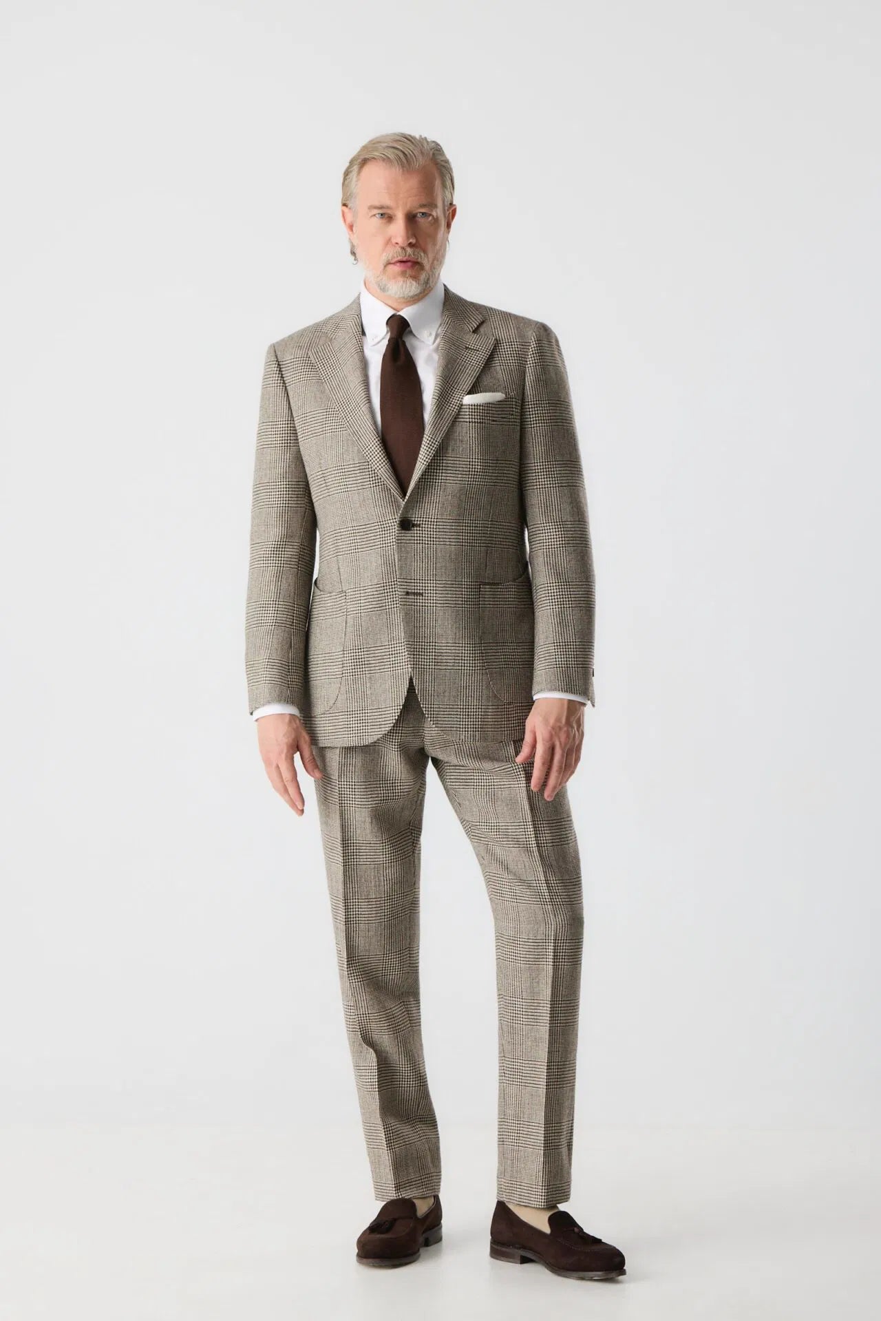 Costume de prisonnier beige et marron en laine non teinte