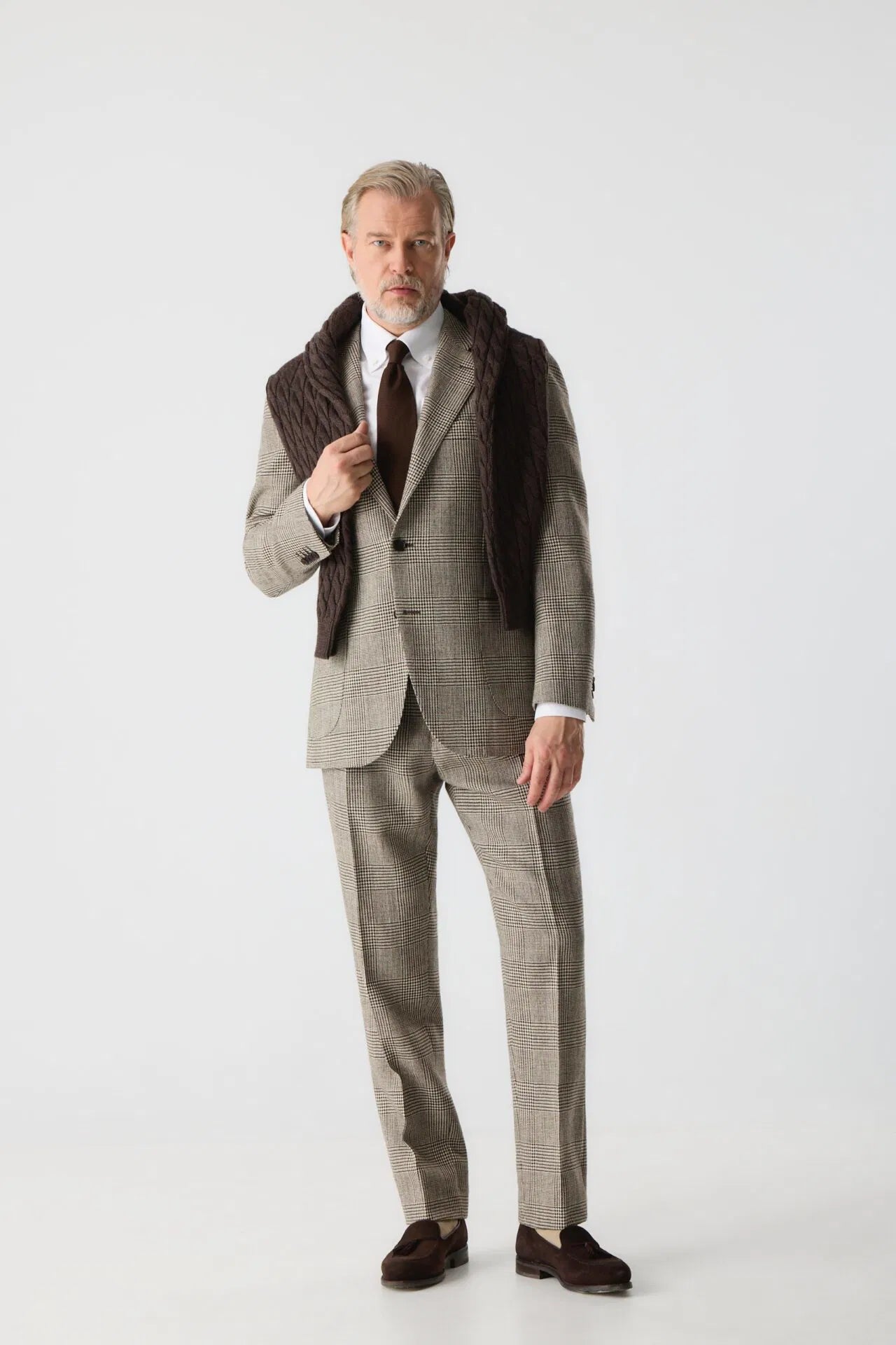 Costume de prisonnier beige et marron en laine non teinte