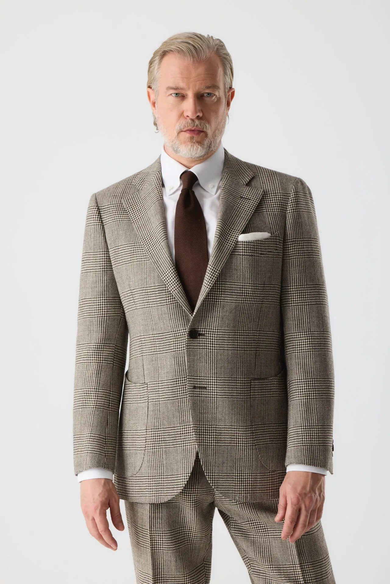 Costume de prisonnier beige et marron en laine non teinte