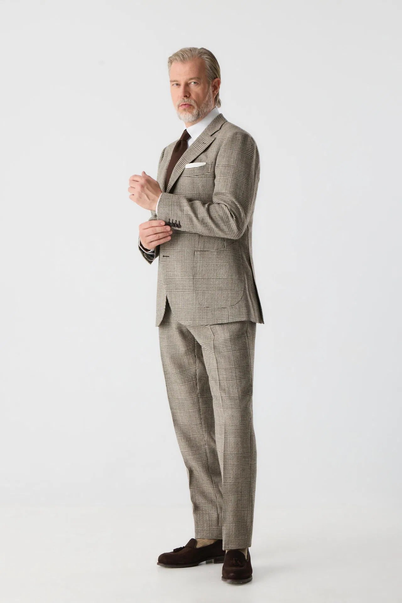 Costume de prisonnier beige et marron en laine non teinte