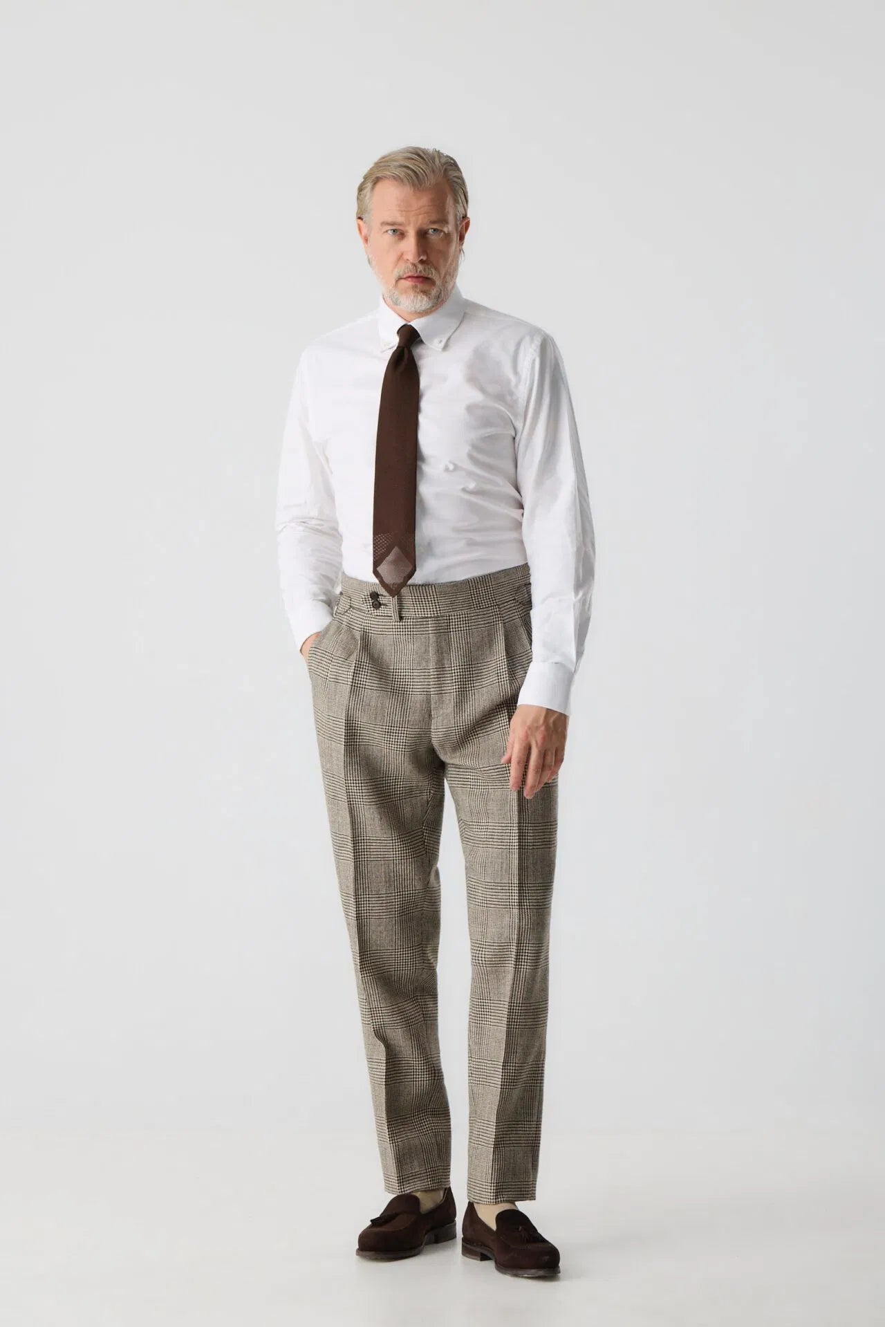 Costume de prisonnier beige et marron en laine non teinte