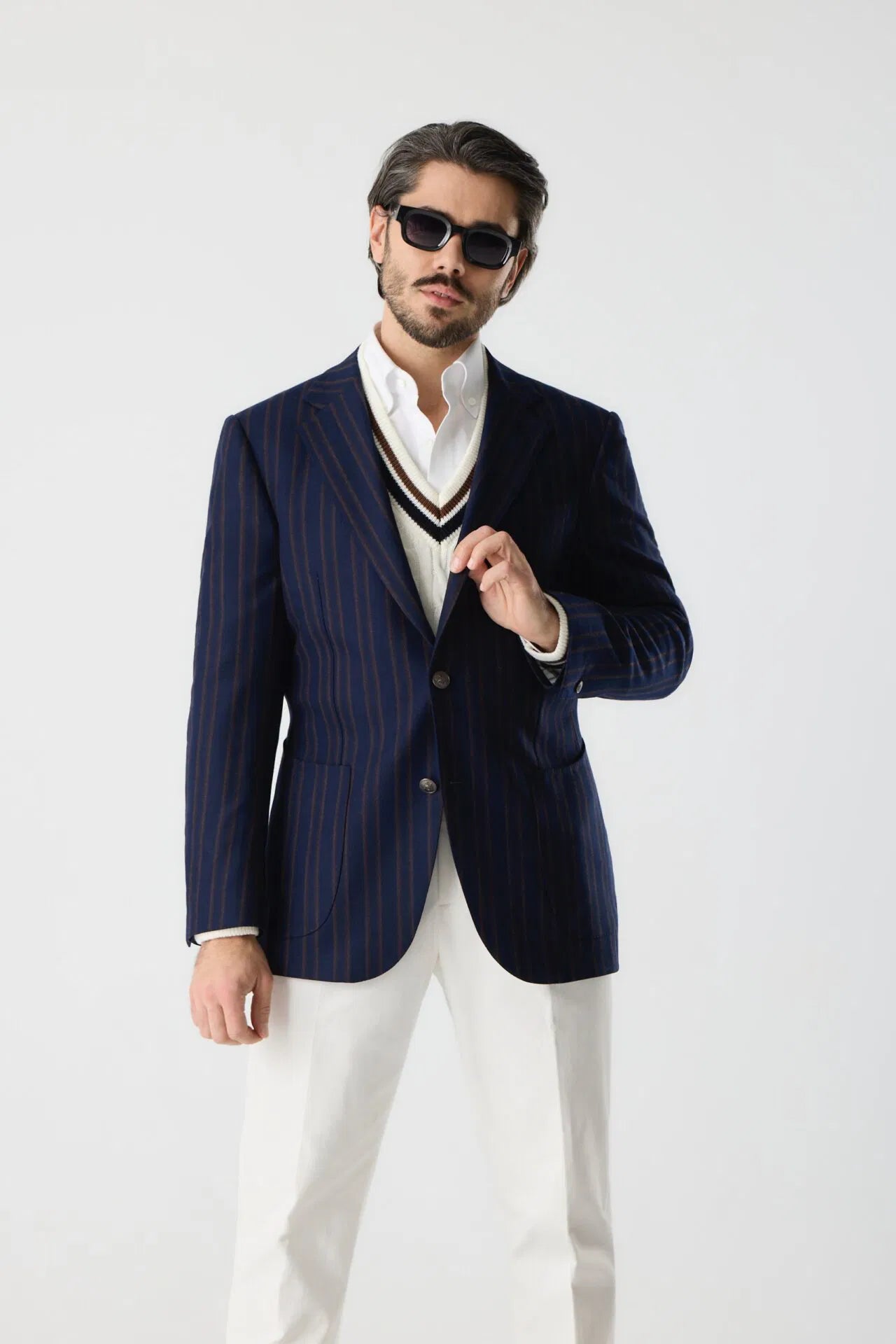 Navy blue Rowing Blazer made of Loro Piana fabric