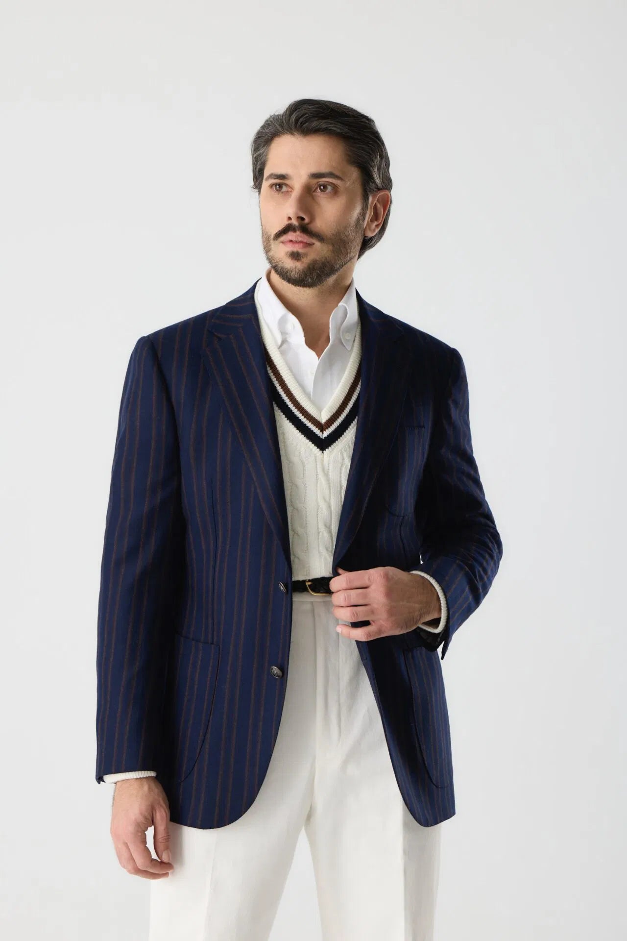 Navy blue Rowing Blazer made of Loro Piana fabric