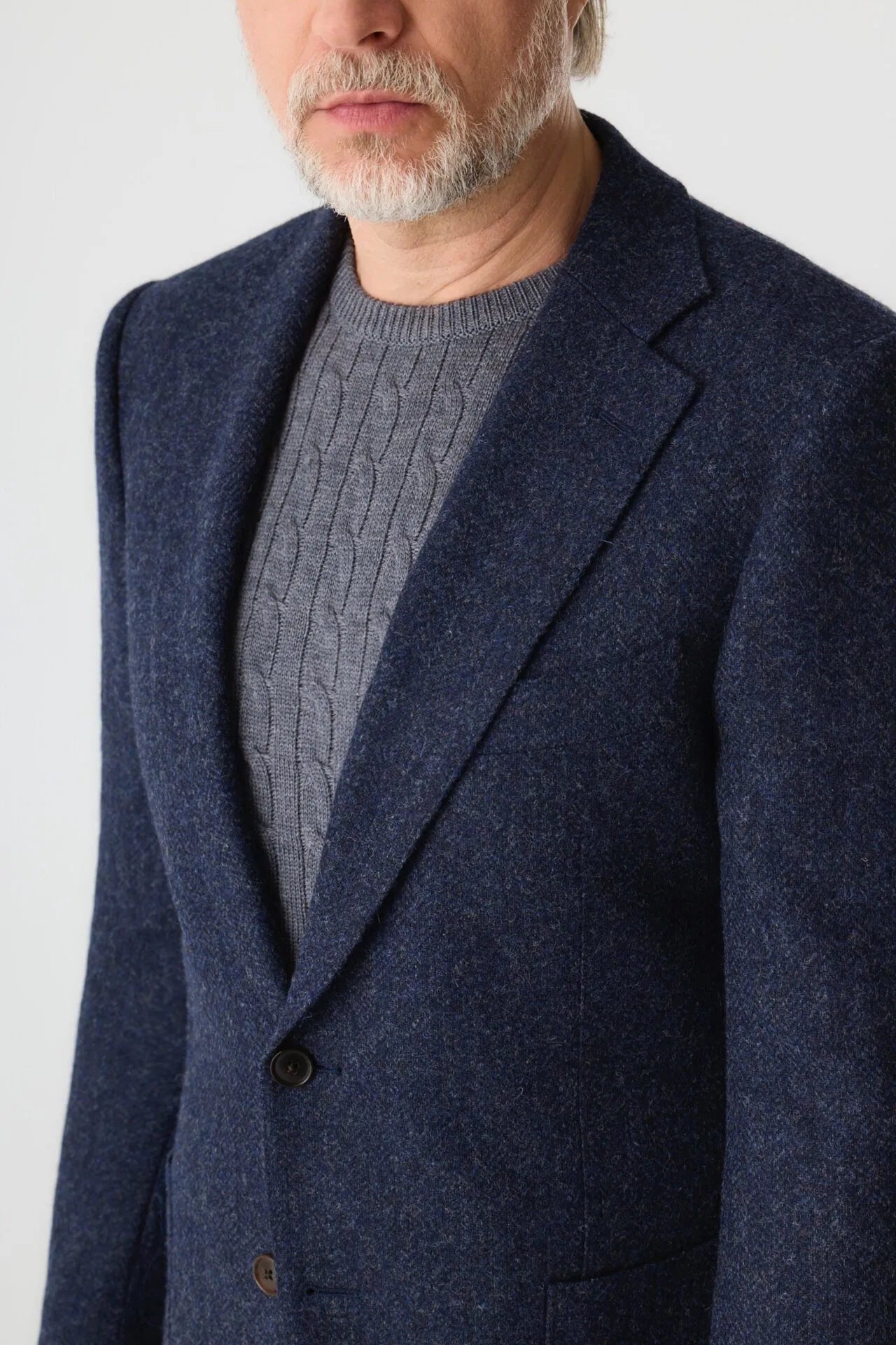 Veste en tweed à chevrons bleu marine Moon