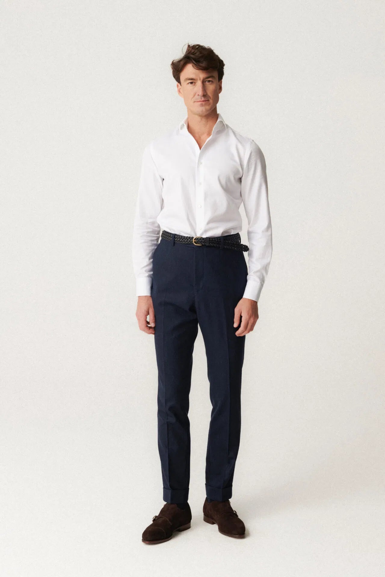 Pantalon en flanelle à devant plat