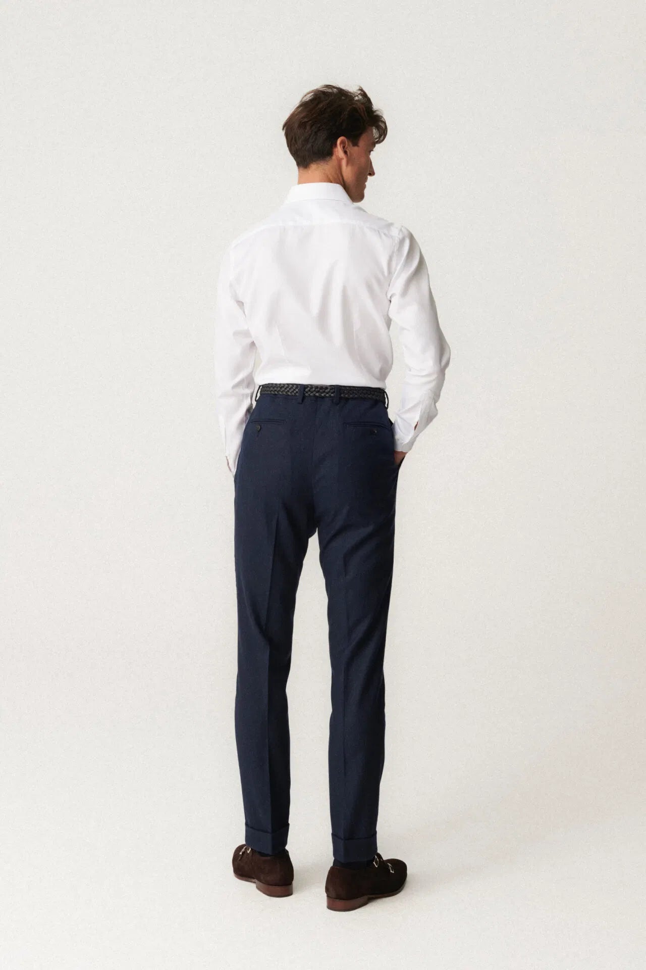 Pantalon en flanelle à devant plat
