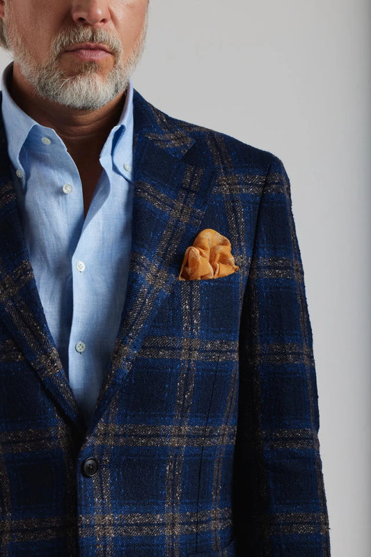 Navy blue and brown checkered Ferla jacket