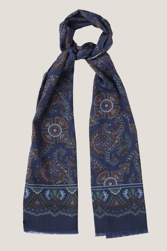 Navy-brown paisley scarf