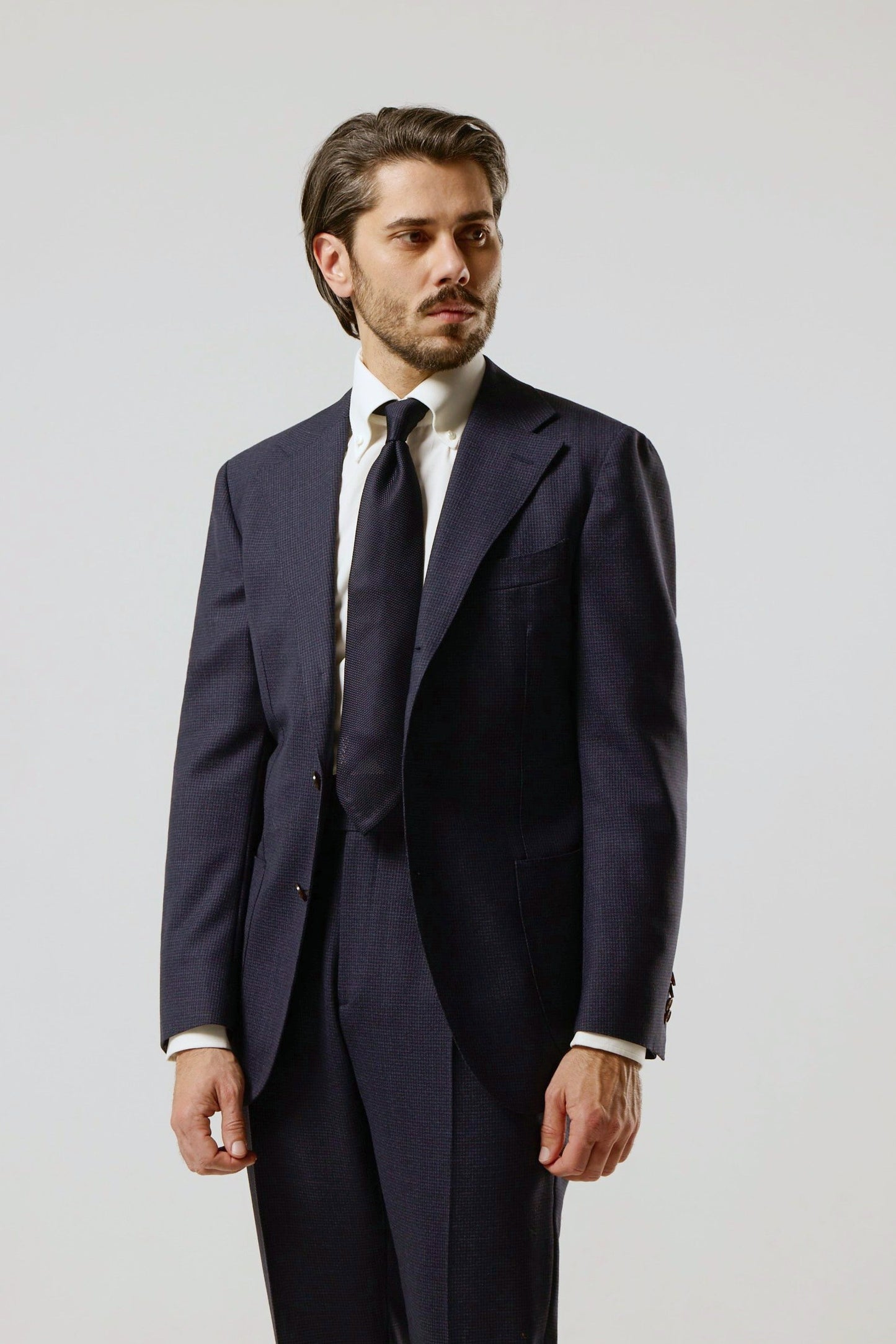 London Shrunk Navy Houndstooth Suit