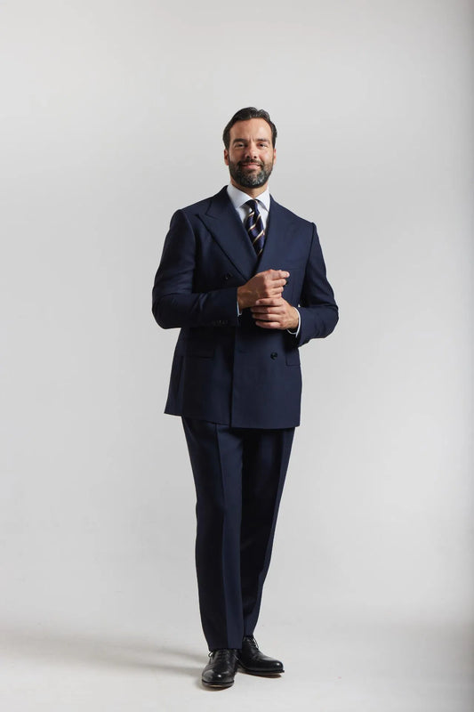 Navy London Shrunk wool double-breasted suit