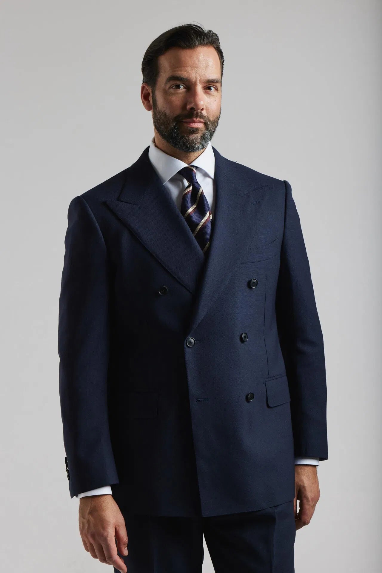 London Shrunk Navy Double-Breasted Suit