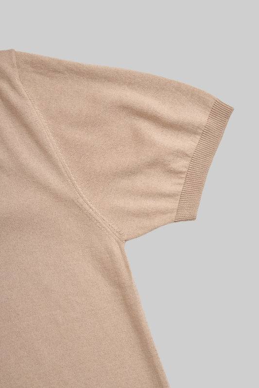 Beżowa dzianinowa koszulka crew neck