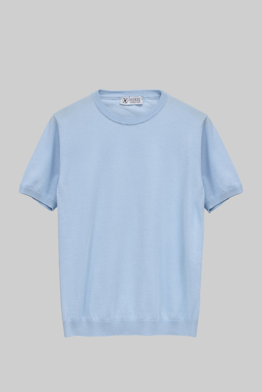 Light blue crew neck knitted T-shirt