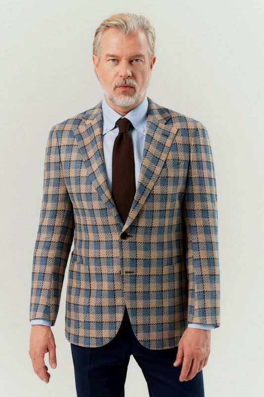 Blue-beige Ferla checkered jakcet