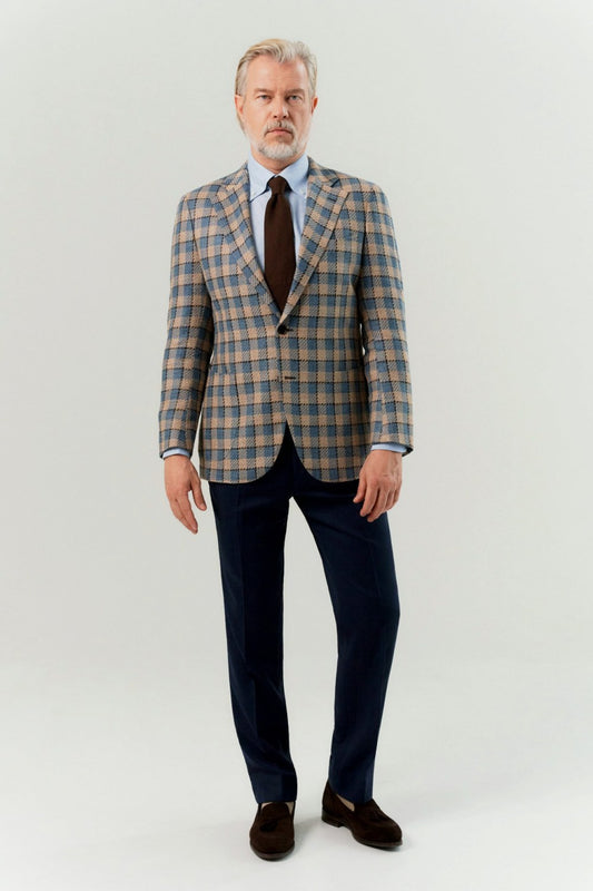 Blue-beige Ferla checkered jakcet