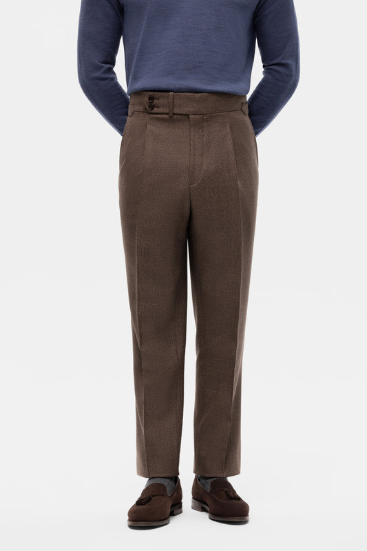 Navy blue houndstooth 4-ply trousers