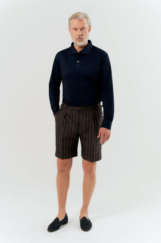 Navy-brown striped Ferla shorts