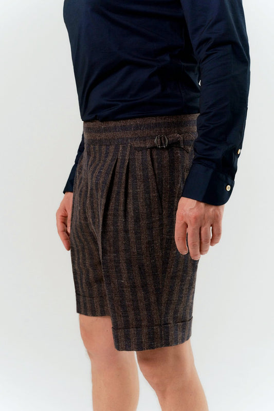 Navy-brown striped Ferla shorts
