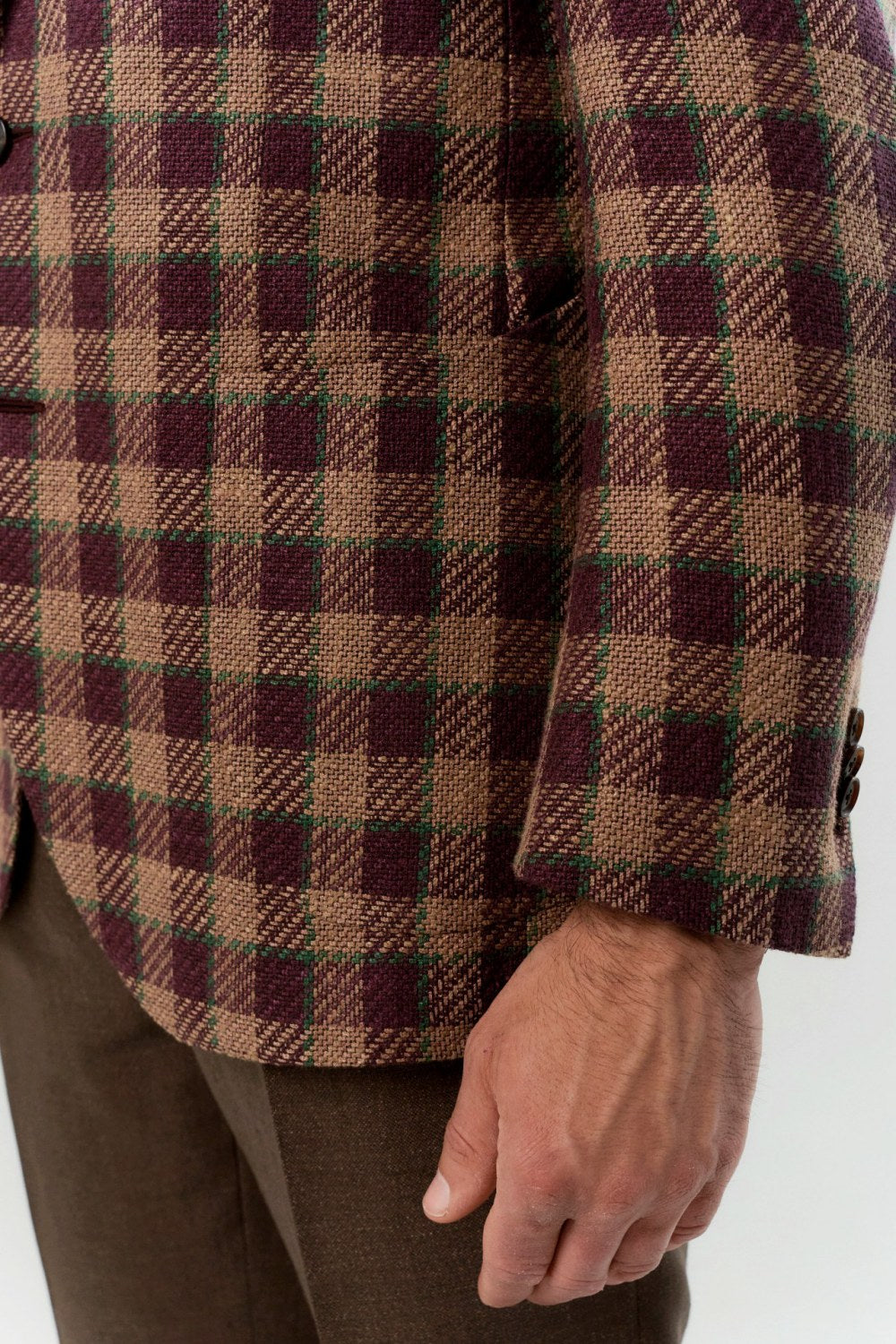 Ferla's Burgundy and Beige Checked Blazer