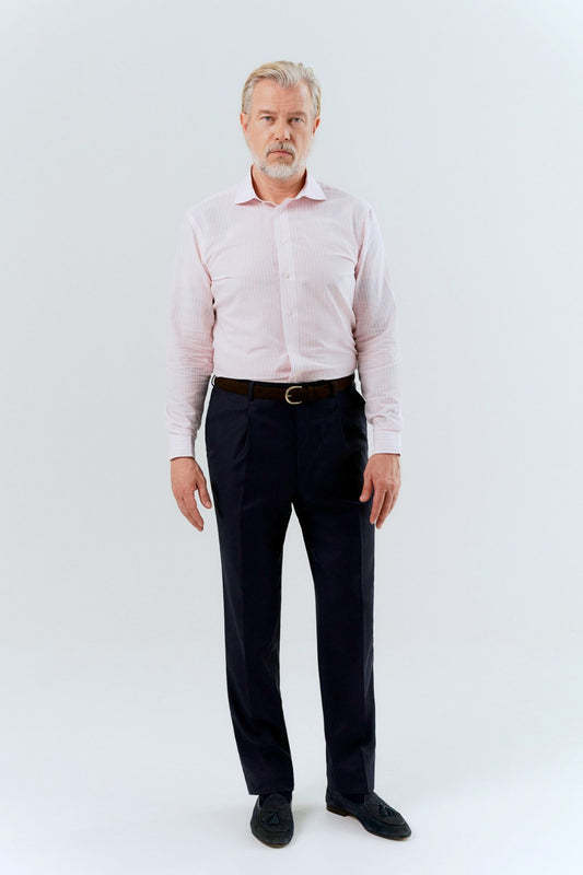 Pantalon bleu marine en mélange laine-tencel