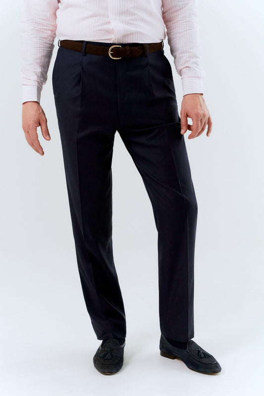Pantalon bleu marine en mélange laine-tencel