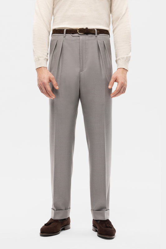 Navy blue houndstooth 4-ply trousers