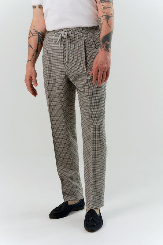 Gray checkered seersucker joggers