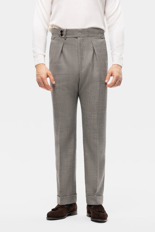 Navy blue houndstooth 4-ply trousers