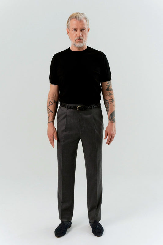 Pantalon gris en mélange laine-tencel