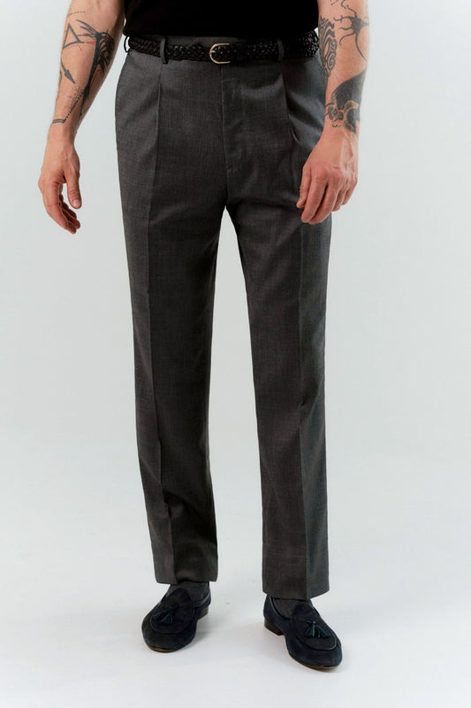 Pantalon gris en mélange laine-tencel