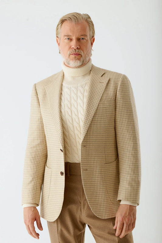 Veste à carreaux beige
