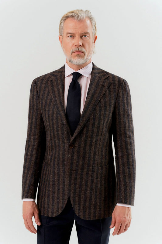 Brown-navy striped Ferla jacket