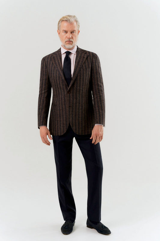 Brown-navy striped Ferla jacket