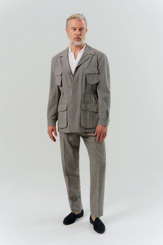 Gray wool seersucker jungle jacket