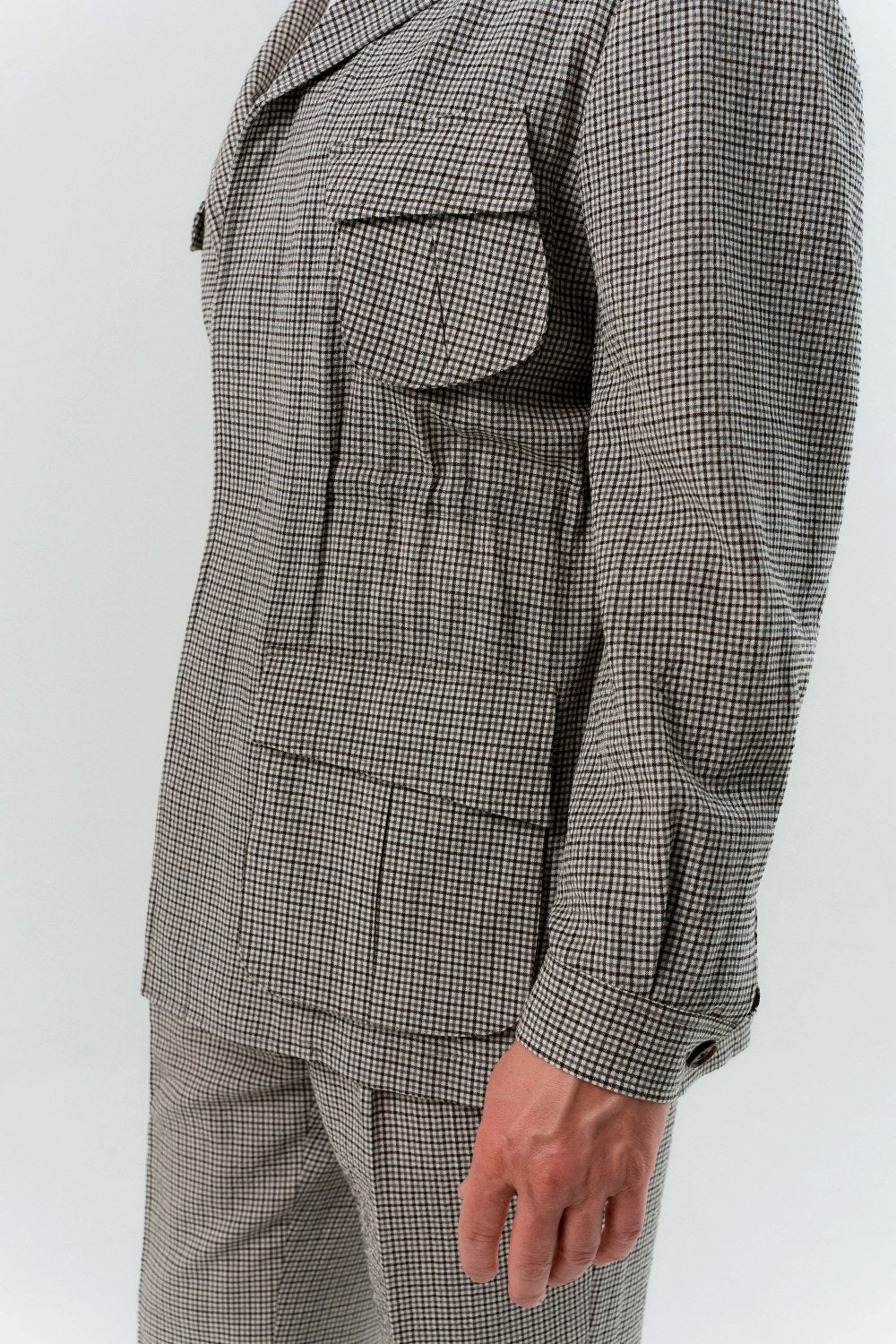 Gray wool seersucker jungle jacket