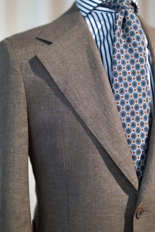 Wool-linen single-breasted brown jacket