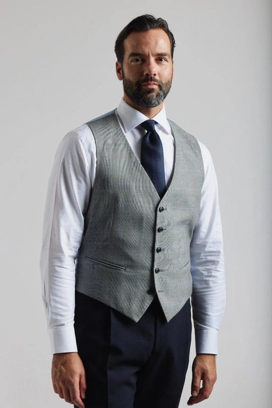 Gilet gris à carreaux à simple boutonnage pour prisonniers de guerre