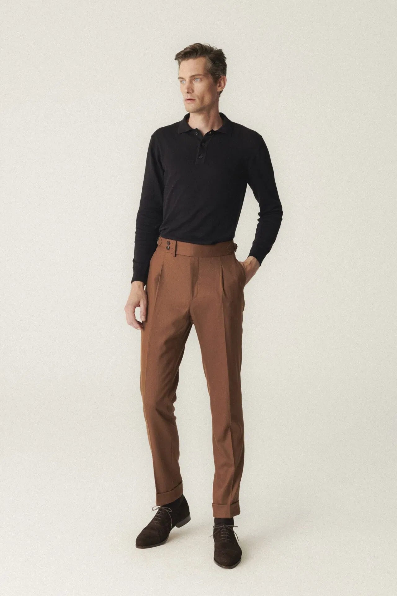 Pantalon en flanelle légère caramel