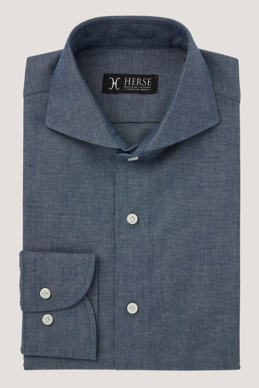 Cutaway collar chambray shirt
