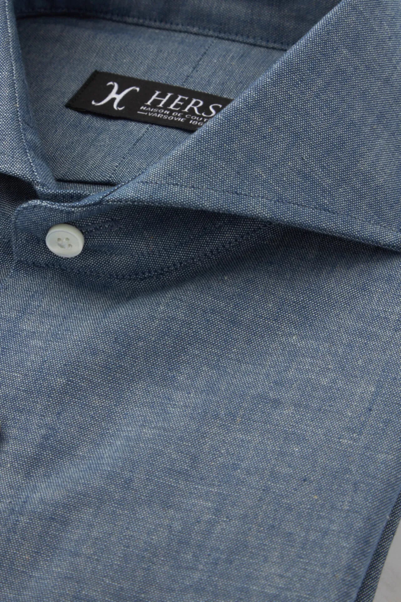 Koszula chambray z kołnierzem włoskim
