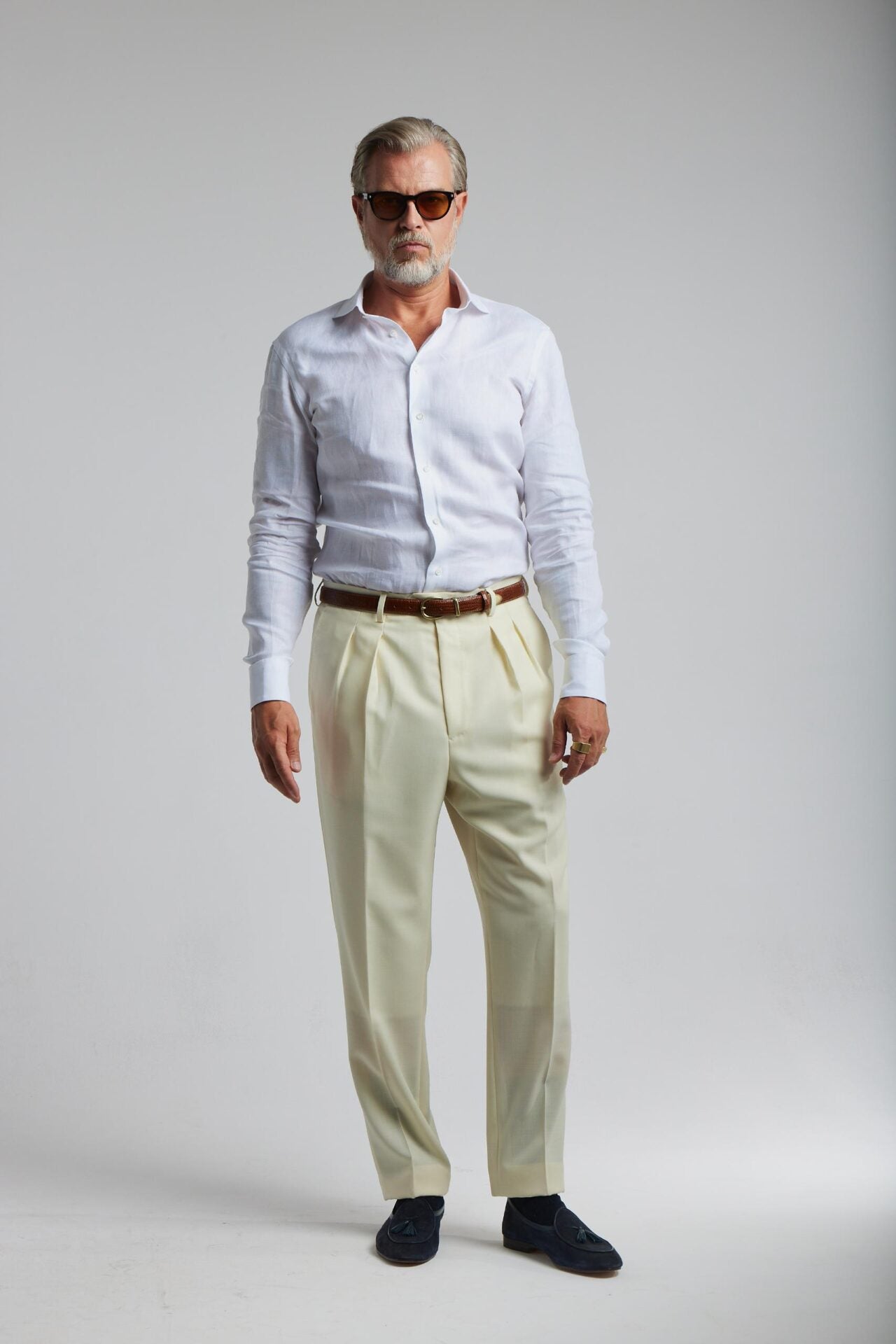 Pantalon crème 4 plis