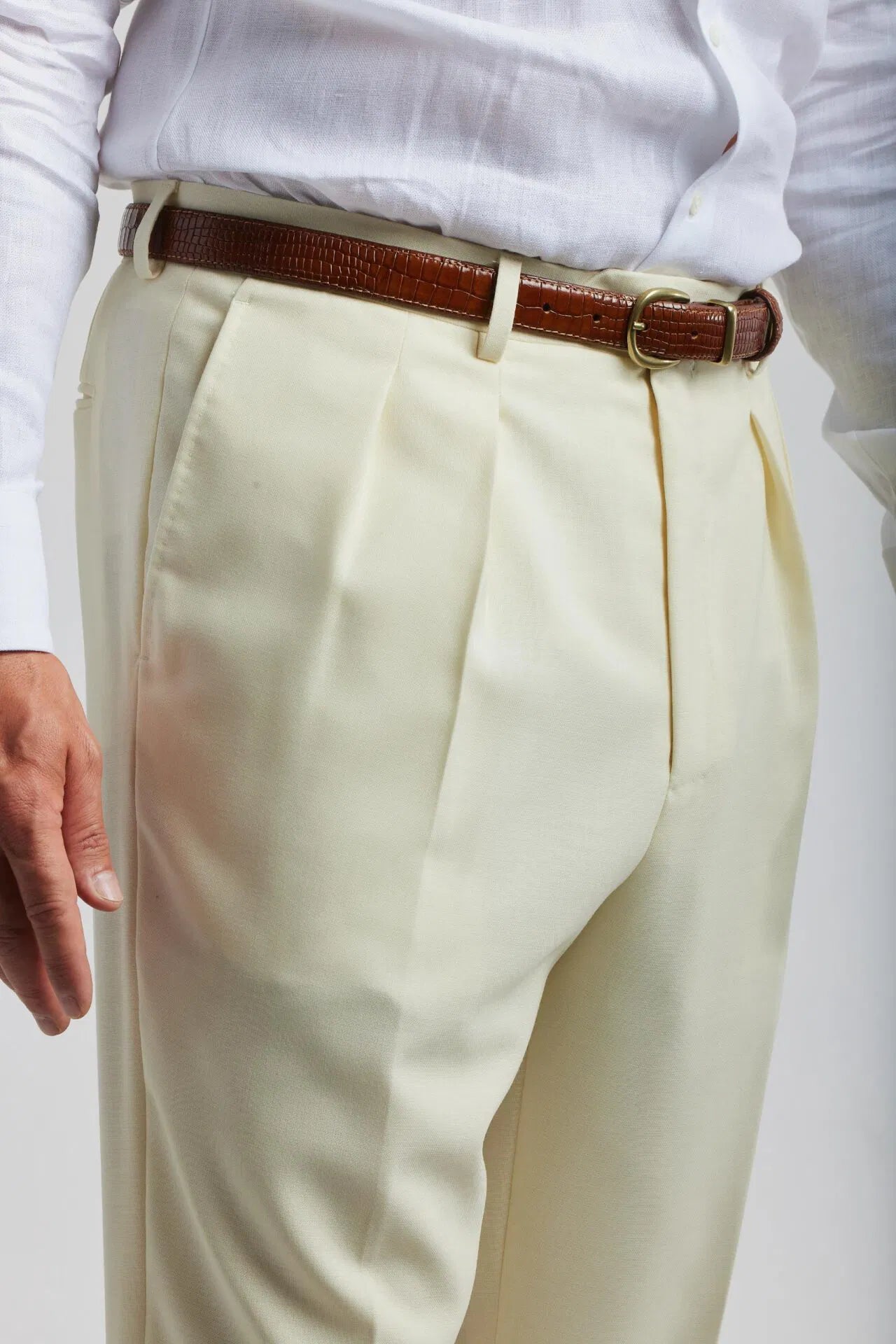Pantalon crème 4 plis