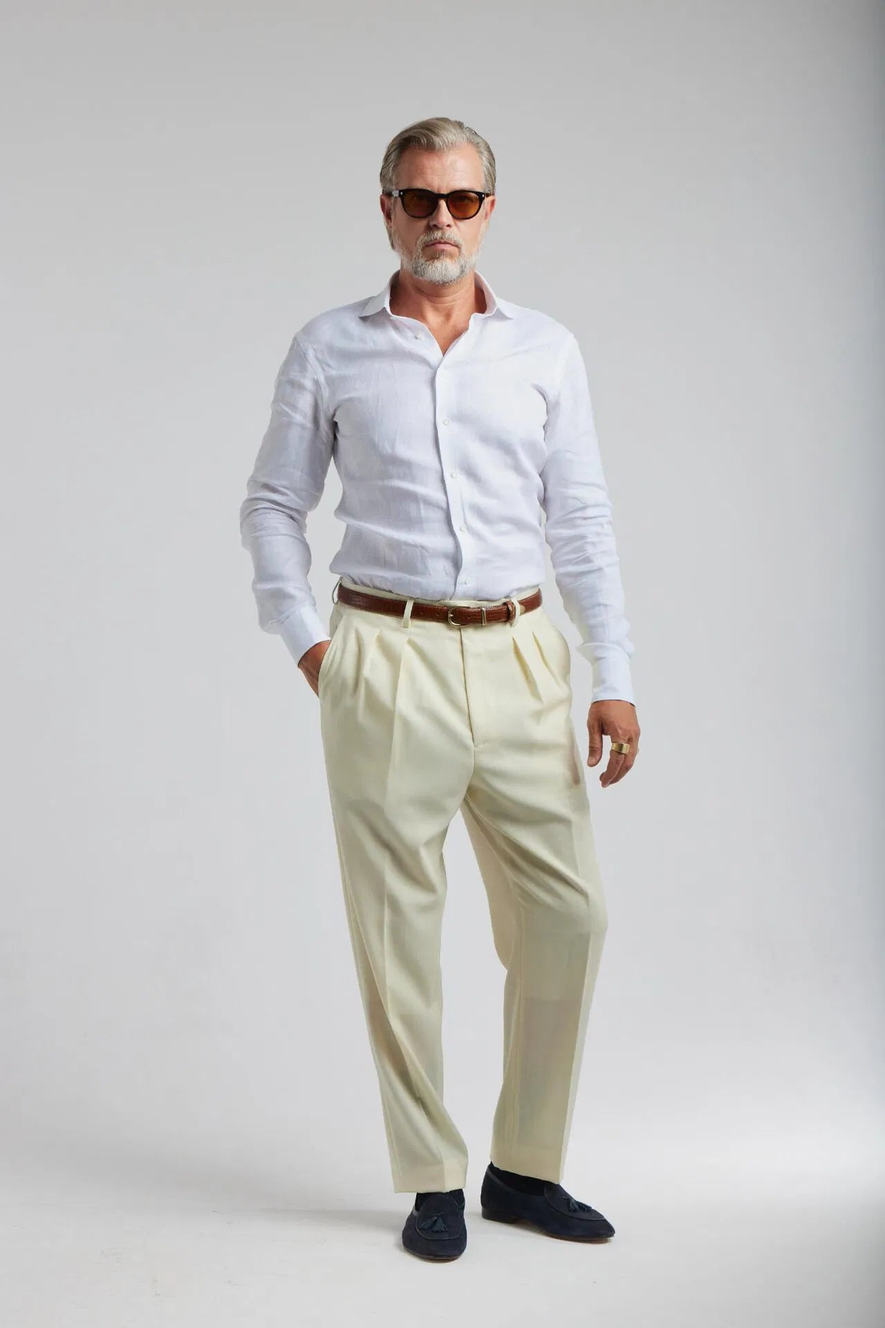 Pantalon crème 4 plis