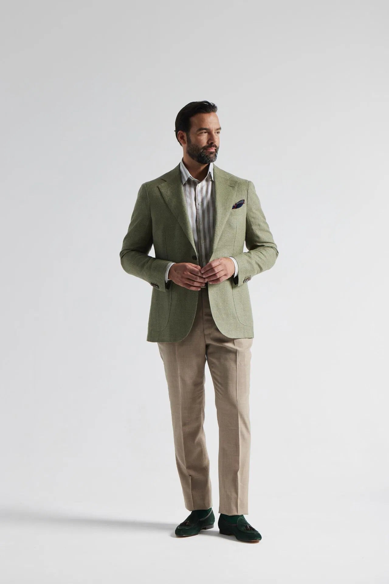 Veste verte en laine/lin