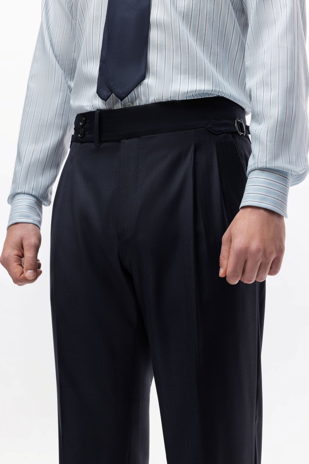 Navy blue herringbone Winter Australis wool suit